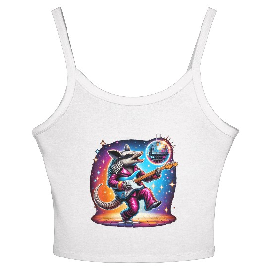 Disco Ball Guitar Armadillo Women's Spaghetti Strap Tank Top