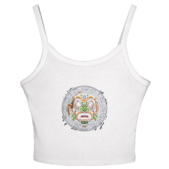 Aztec God Ancient Mythology Tonatiuh Mask Women's Spaghetti Strap Tank Top