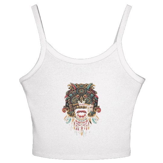 Aztec God Ancient Mythology Tonatiuh Warrior Mask Women's Spaghetti Strap Tank Top