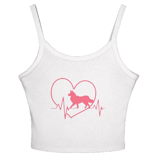 Border Collie Dog Heartbeat Border Collie Lover Women's Spaghetti Strap Tank Top