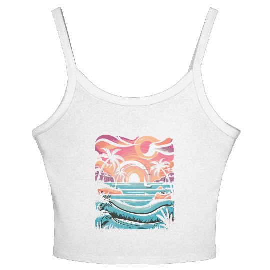 Azure Embrace Mediterranean Dreamscapes Women's Spaghetti Strap Tank Top