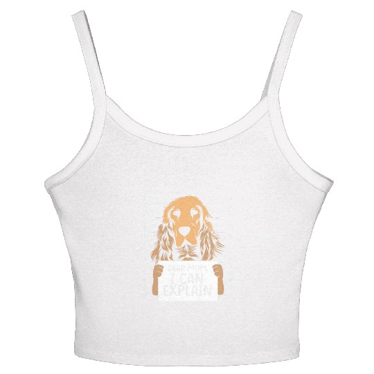Funny Brown Cocker Spaniel Dear Mom I Can Explain Women's Spaghetti Strap Tank Top