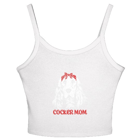 Cute Dog Hair Bow Cocker Spaniel Mom Cocker Mom Women's Spaghetti Strap Tank Top
