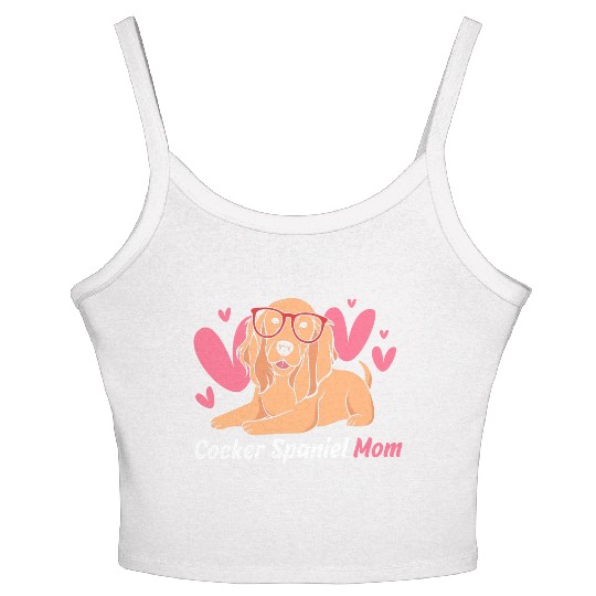 Cute Cocker Spaniel Mom Dog With Glasses Women's Spaghetti Strap Tank Top