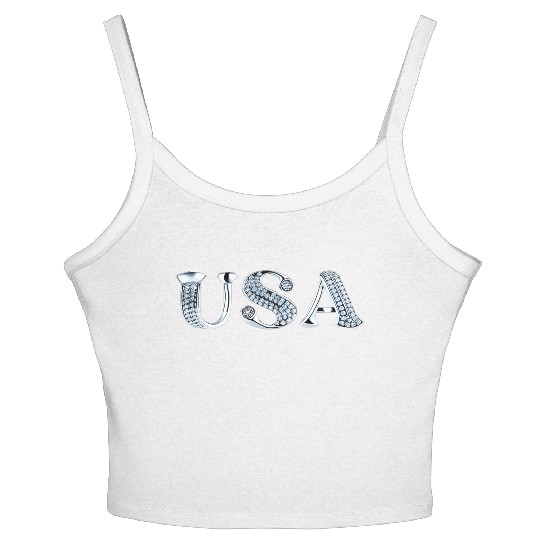 USA National American Flag 4th Of July Women's Spaghetti Strap Tank Top