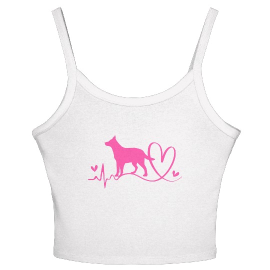 Cute Heartbeat Australian Cattle Dog For Women Women's Spaghetti Strap Tank Top