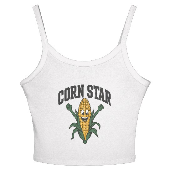 Funny Farm Food Women's Spaghetti Strap Tank Top Corny Cob Farmer Corn Star