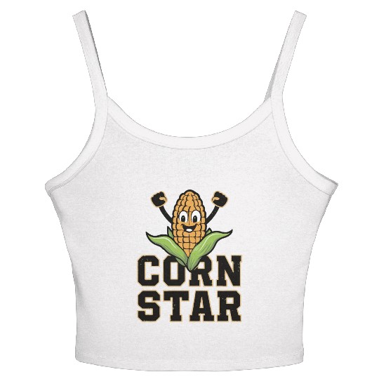 Funny Farm Food Women's Spaghetti Strap Tank Top Corny Cob Farmer Corn Star