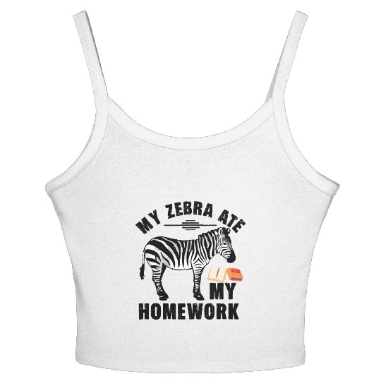 Funny My zebra Ate My Homework Animal Book Lover Women's Spaghetti Strap Tank Top