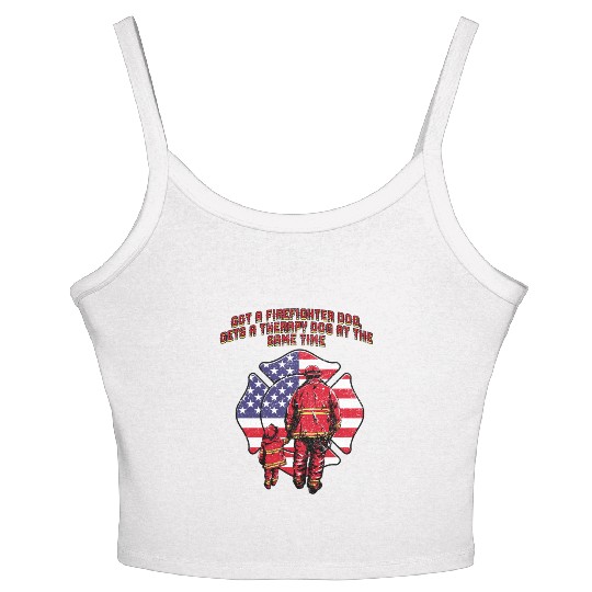 Gets a Firefighter Dog Therapy Dog Fire Department Women's Spaghetti Strap Tank Top