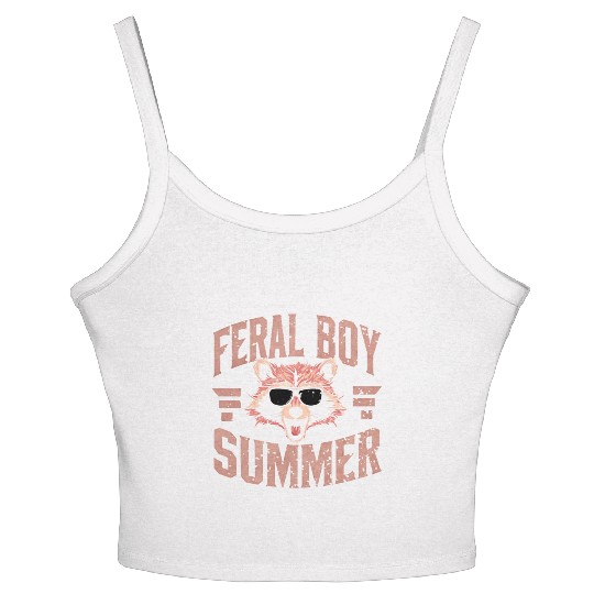 Feral Boy Summer Women's Spaghetti Strap Tank Top Funny Trash Panda Raccoon