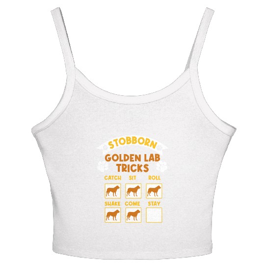 Golden Labrador STUBBORN GOLDEN LAB TRICKS Women's Spaghetti Strap Tank Top