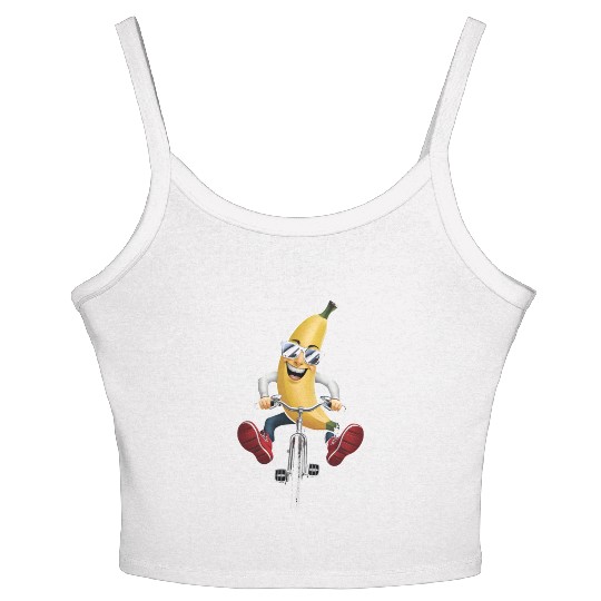 Banana Cycling On Bike Realistic Women's Spaghetti Strap Tank Top