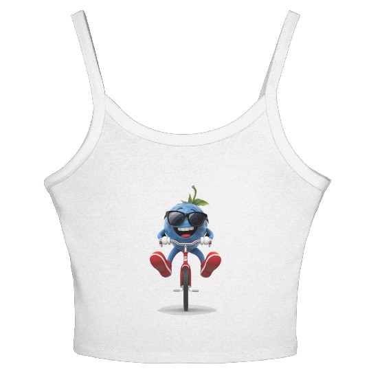 Blueberry Cycling On Bike Realistic Women's Spaghetti Strap Tank Top