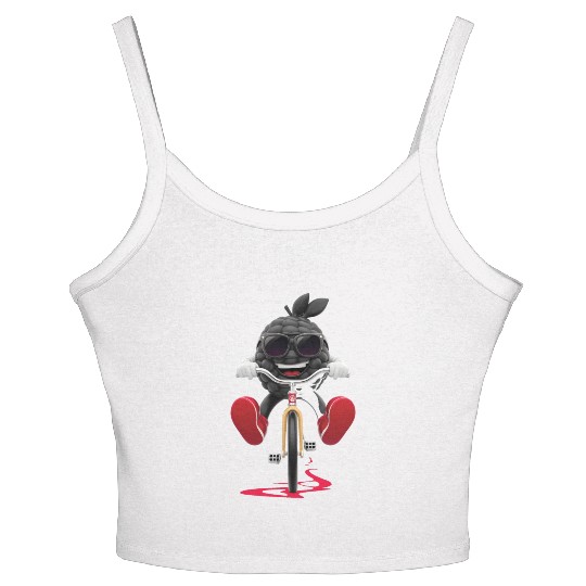 Blackberry Cycling On Bike Realistic Women's Spaghetti Strap Tank Top