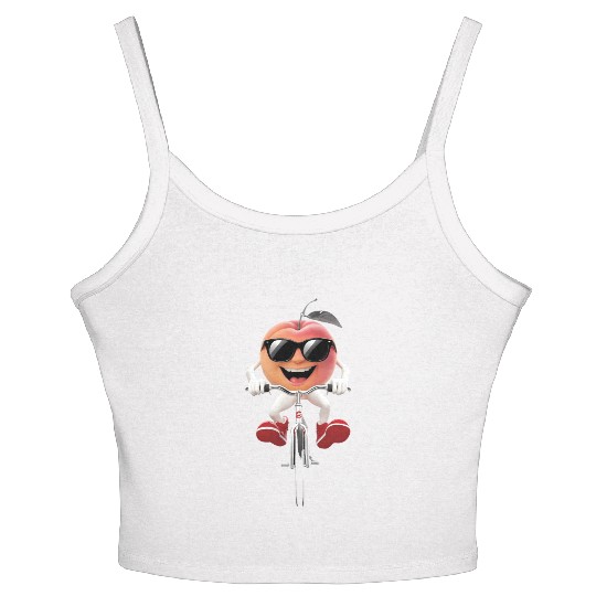 Apricot Cycling On Bike Realistic Women's Spaghetti Strap Tank Top