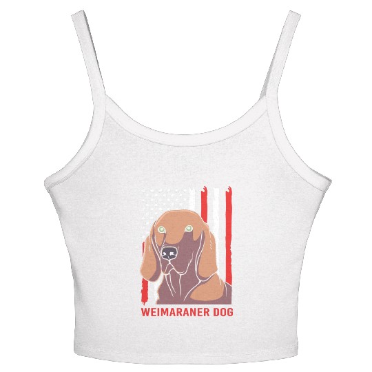 US Flag 4th Of July Patriotic Dog Weimaraner Lover Women's Spaghetti Strap Tank Top