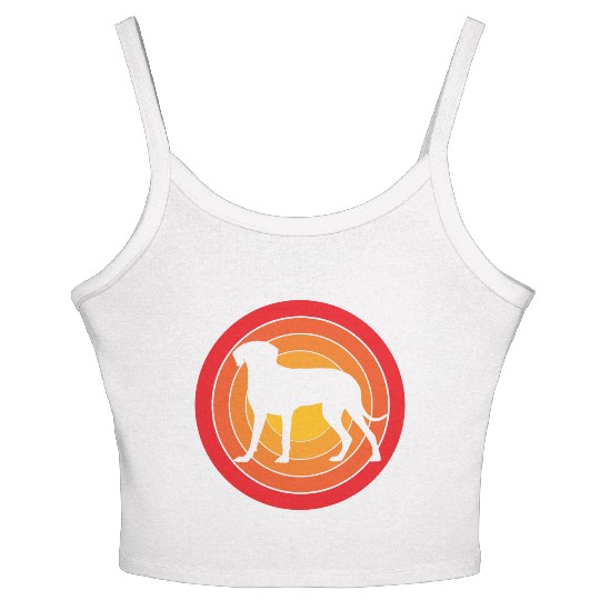 Retro Sunset Weimaraner Dog Silhouette Women's Spaghetti Strap Tank Top