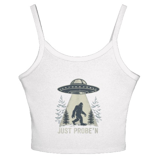 Bigfoot abduction by aliens Women's Spaghetti Strap Tank Top
