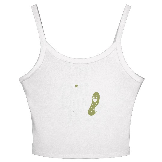 Dill With It Funny Pickle Character Women's Spaghetti Strap Tank Top