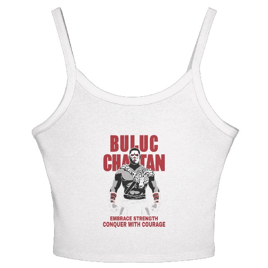 Maya God, Buluc Chabtan Embrace Strength Conquer Women's Spaghetti Strap Tank Top