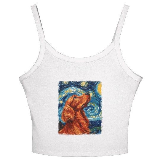 Irish Setter Dog Starry Night Painting Women's Spaghetti Strap Tank Top