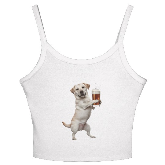 Labrador Drinking Beer Realistic Women's Spaghetti Strap Tank Top
