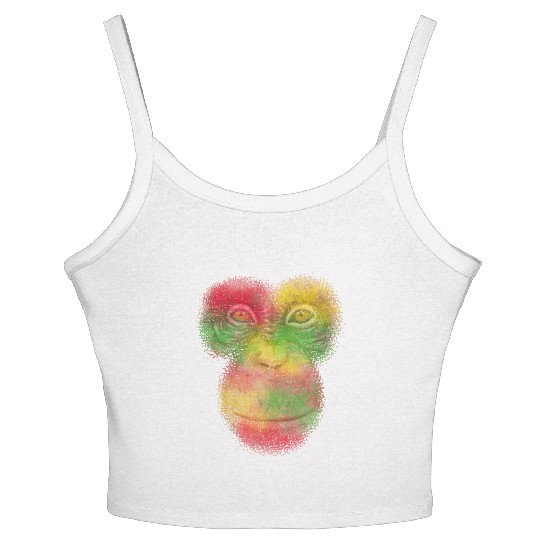 Colorful Retro Monkey Face Women's Spaghetti Strap Tank Top - Funny Monkey