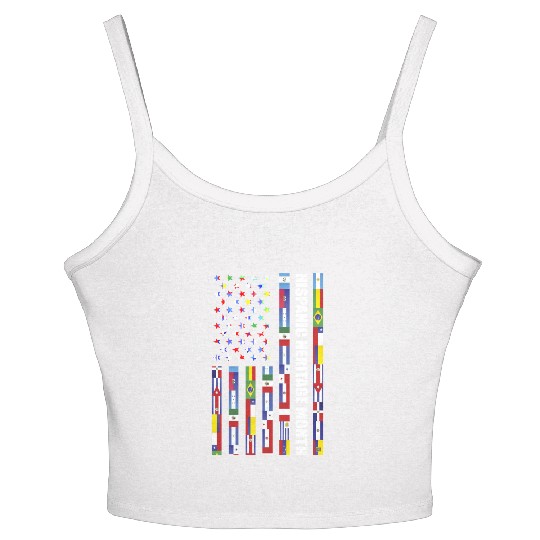 Hispanic Heritage month USA Flag all Countries Women's Spaghetti Strap Tank Top