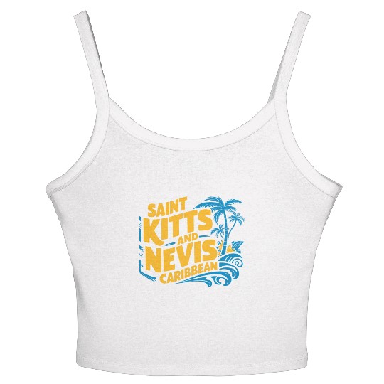 Saint Kitts And Nevis Caribbean Souvenir Palm Women's Spaghetti Strap Tank Top