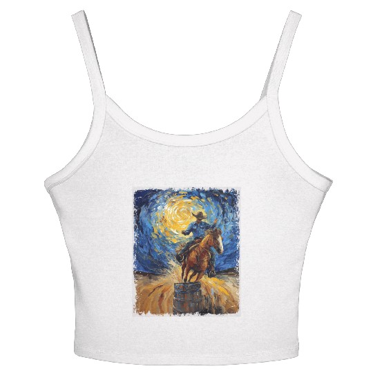 Barrel Racer Barrel Racing Rodeo Starry Night Pain Women's Spaghetti Strap Tank Top