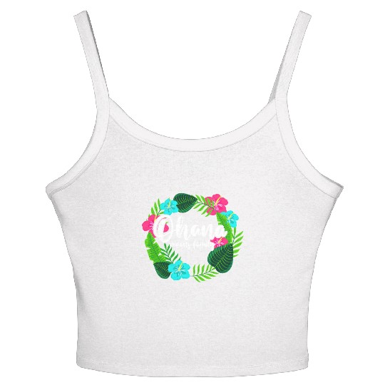 Ohana Means Family Hawaii Hibiscus Hawaiian Flower Women's Spaghetti Strap Tank Top