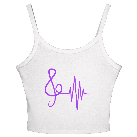 Music Clef Note Violin Treble Sound Pulse ECG Women's Spaghetti Strap Tank Top