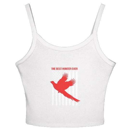4th Of July US Flag Best Hunter Pheasant Hunting Women's Spaghetti Strap Tank Top
