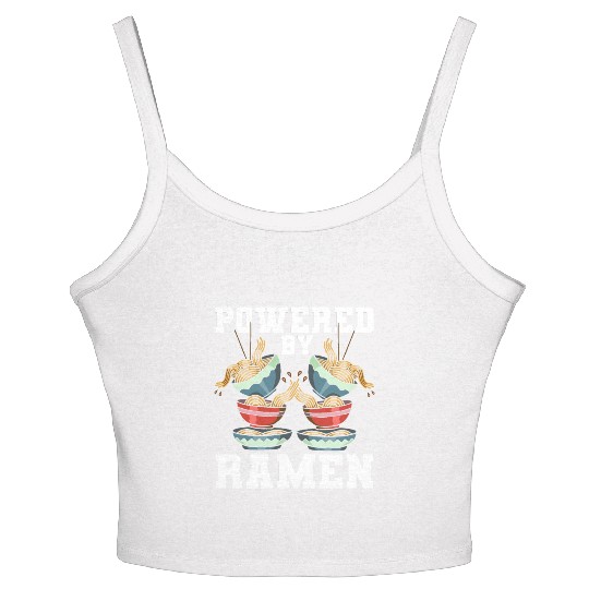 Powered By Ramen Anime Japanese Soup Cup Noodle Women's Spaghetti Strap Tank Top