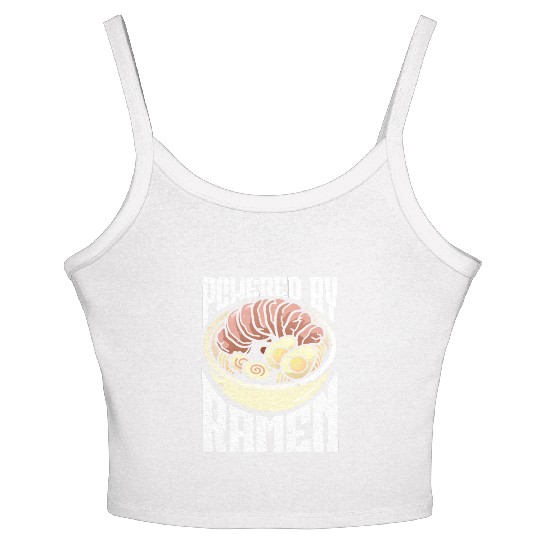 Powered By Ramen Anime Japanese Soup Cup Noodle Women's Spaghetti Strap Tank Top