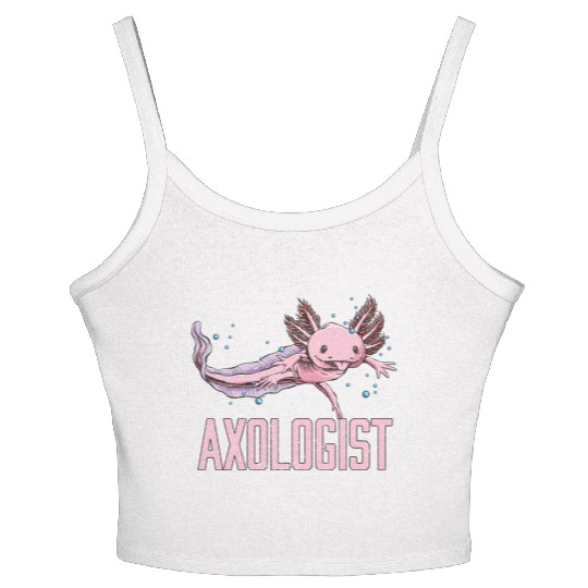 Axologist Animal Meme Axolotl Animal Pun Salamande Women's Spaghetti Strap Tank Top