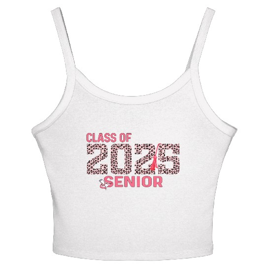 Class of 2025 Senior Leopard Print Graduation 2025 Women's Spaghetti Strap Tank Top