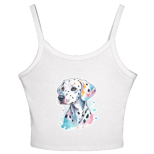 Dalmatian Dog Watercolor Women's Spaghetti Strap Tank Top
