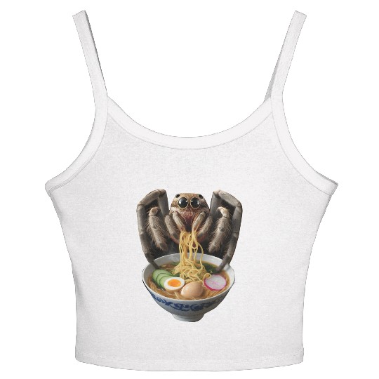 Spider Eating Ramen Realistic Women's Spaghetti Strap Tank Top