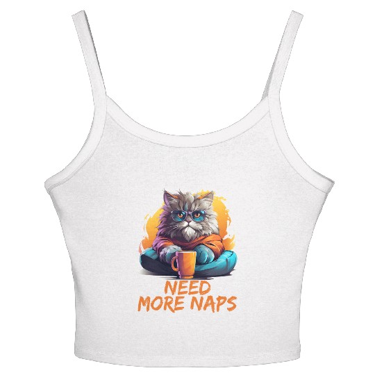 Persian Cat Need More Naps Kitten Cat Memes Women's Spaghetti Strap Tank Top