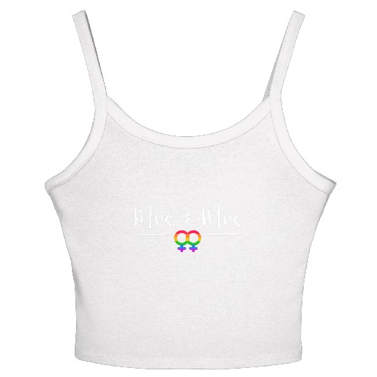 Gay Lesbian LGBT Wedding for Mr and Mrs Honeymoon Women's Spaghetti Strap Tank Top
