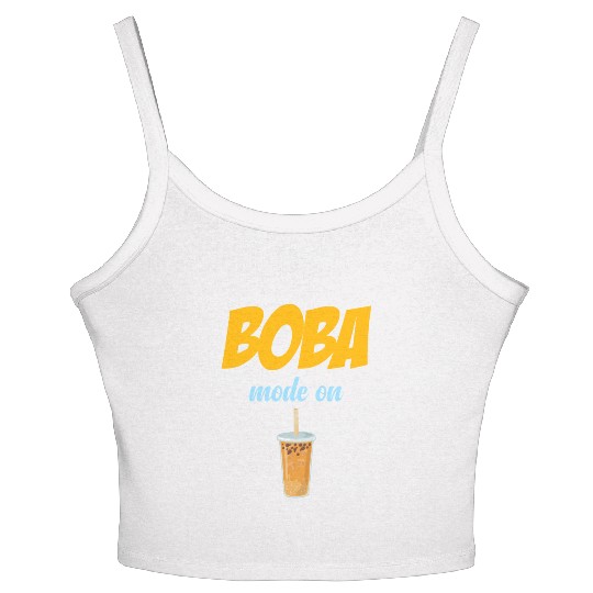 Boba Mode On Tea Lover Bubble Japan K-pop Korean Women's Spaghetti Strap Tank Top