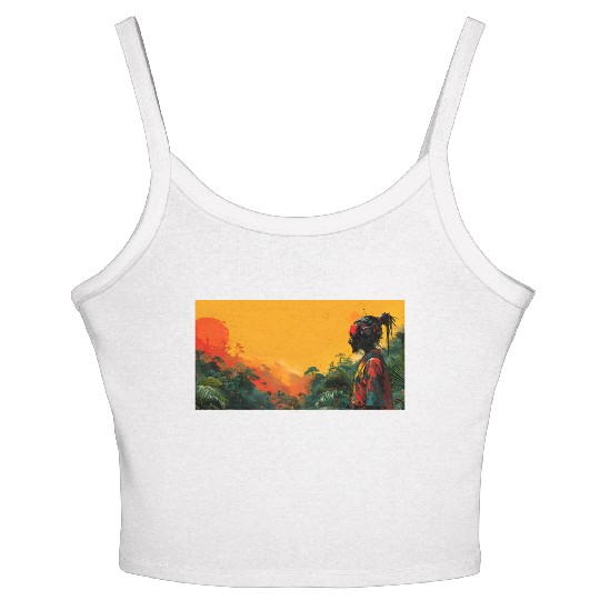 Digital Warrior: Tropical Twilight Women's Spaghetti Strap Tank Top