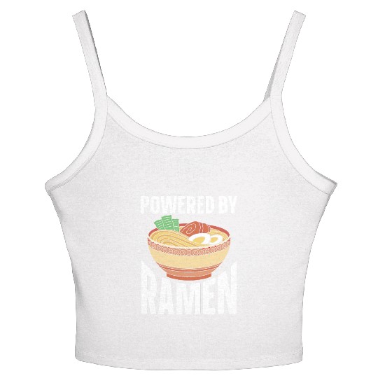 Powered By Ramen Anime Japanese Soup Cup Noodle Women's Spaghetti Strap Tank Top