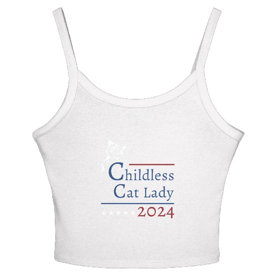 "Childless Cat Lady" Kamala Harris 2024 Women's Spaghetti Strap Tank Top