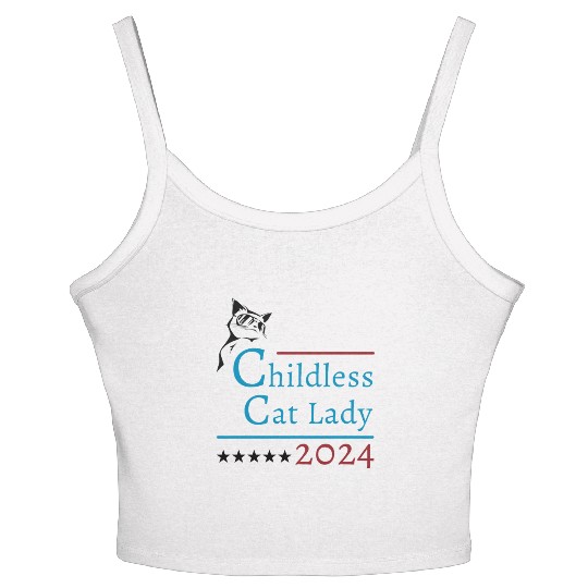 "Childless Cat Lady" Kamala Harris 2024 Women's Spaghetti Strap Tank Top