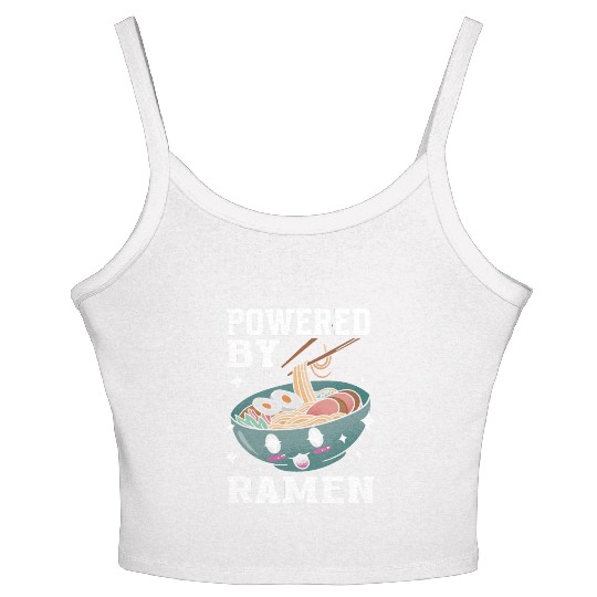 Powered By Ramen Anime Japanese Soup Cup Noodle Women's Spaghetti Strap Tank Top