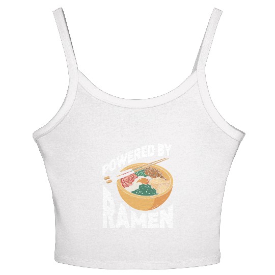 Powered By Ramen Anime Japanese Soup Cup Noodle Women's Spaghetti Strap Tank Top