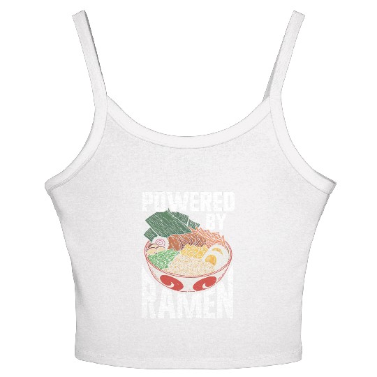 Powered By Ramen Anime Japanese Soup Cup Noodle Women's Spaghetti Strap Tank Top